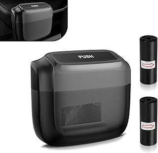 Car Trash Can, Waterproof Automotive Garbage Bin with Trash Bag, High-Capacity Portable Trash Can, Universal for Most Cars SUVs Trucks (Black)