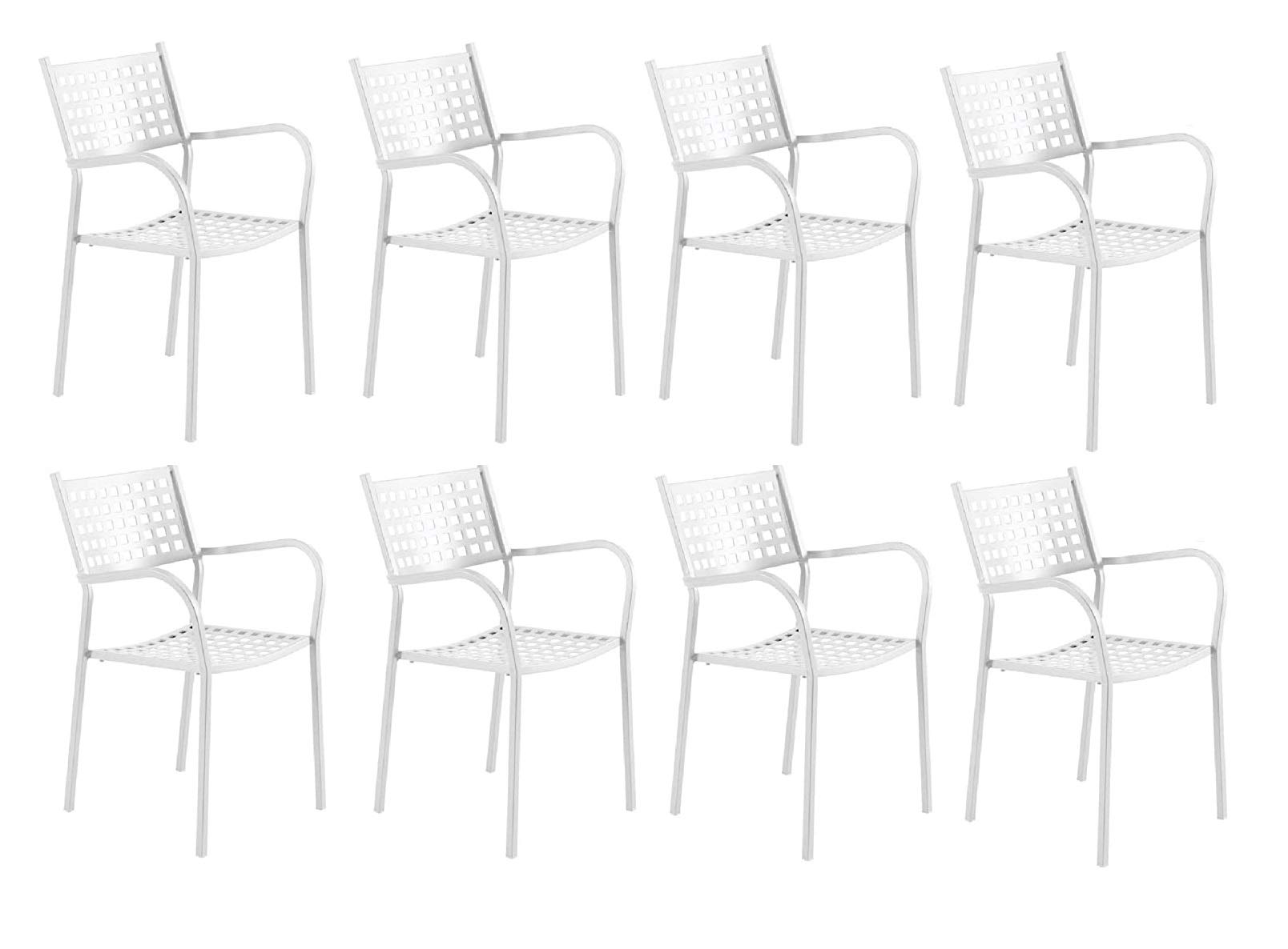 Set 4 Sedie Da Esterno Alice VERMOBIL - Bianco Perla, Zincate E Verniciate A Polvere, Resistente Alle Intemperie - Foto 6