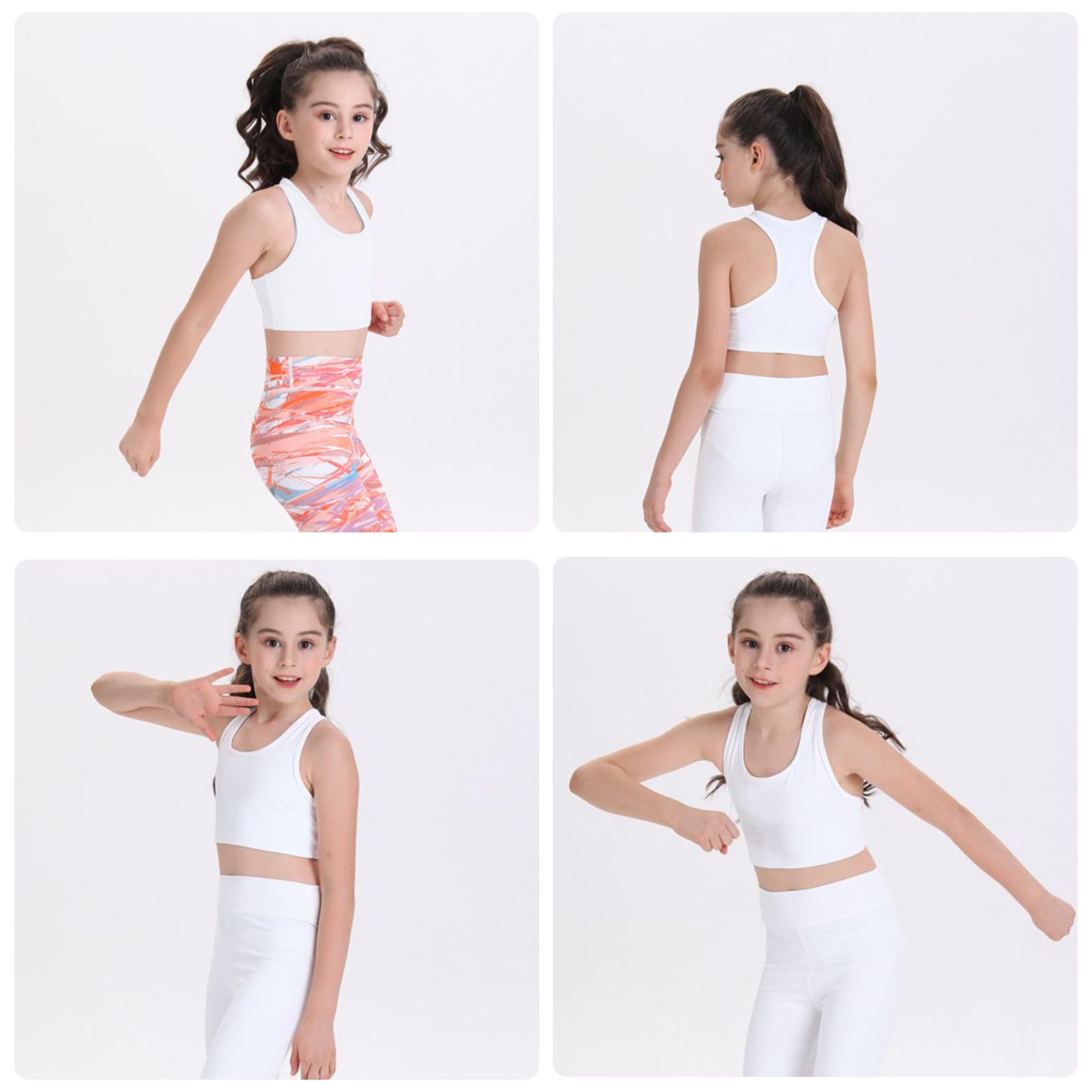 3 Pezzi Reggiseno Top Bimba Bambina Brassiere, Intimo Senza Ferretto, Canottiere Corte Reggiseni Bustier per Ragazze, Sportivi in Cotone Bambina Ragazza Sportivi per Bambine(Bianco Nero Grigio)