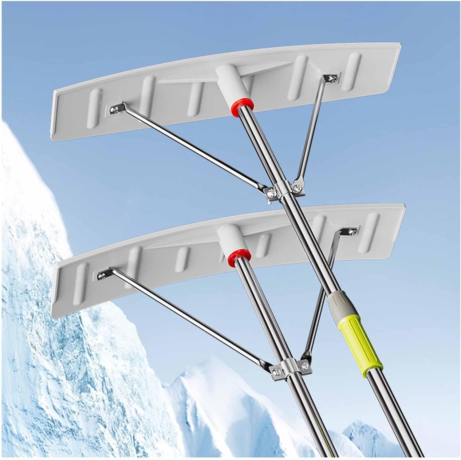 Lightweight Aluminum Snow Rake for Roofs, Extendable Handle, Portable，Non-Slip Handle 6.3-21 Ft Telescopic Range, for Weeding,Scraping,Ice Remove(Square-Shaped,3–6m/9.8-19.7ft)