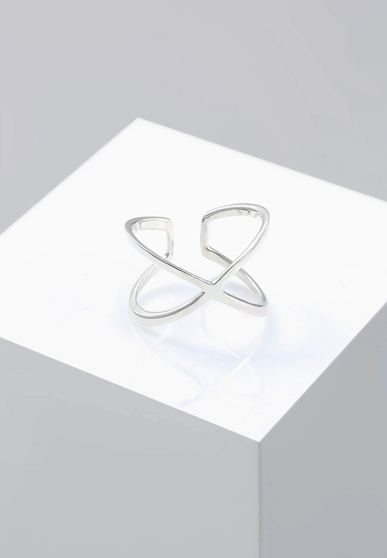 Elli Damen Ring mit Kreuz Symbol Blogger Statement in 925 Sterling Silber