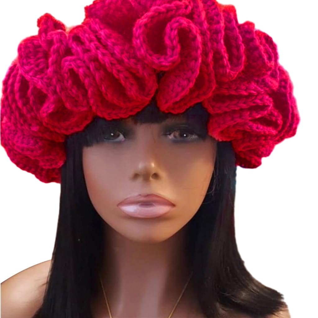 Photo 1 of YFAFA Handmade Crochet Bucket Hat - Peach Powder, Ruffled Brim