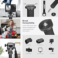 Vista 4 de Koolehaoda Monopod de cámara extensible con base de soporte de trípode plegable, aleación de aluminio, monopod de viaje portátil ajustable de 20-66