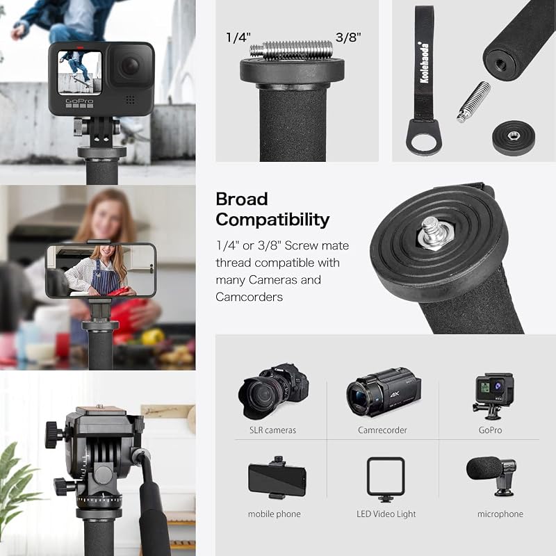 Koolehaoda alumínium kamera monopod alpesi bot fogantyúval 5 részes 7kg terhelhetőség