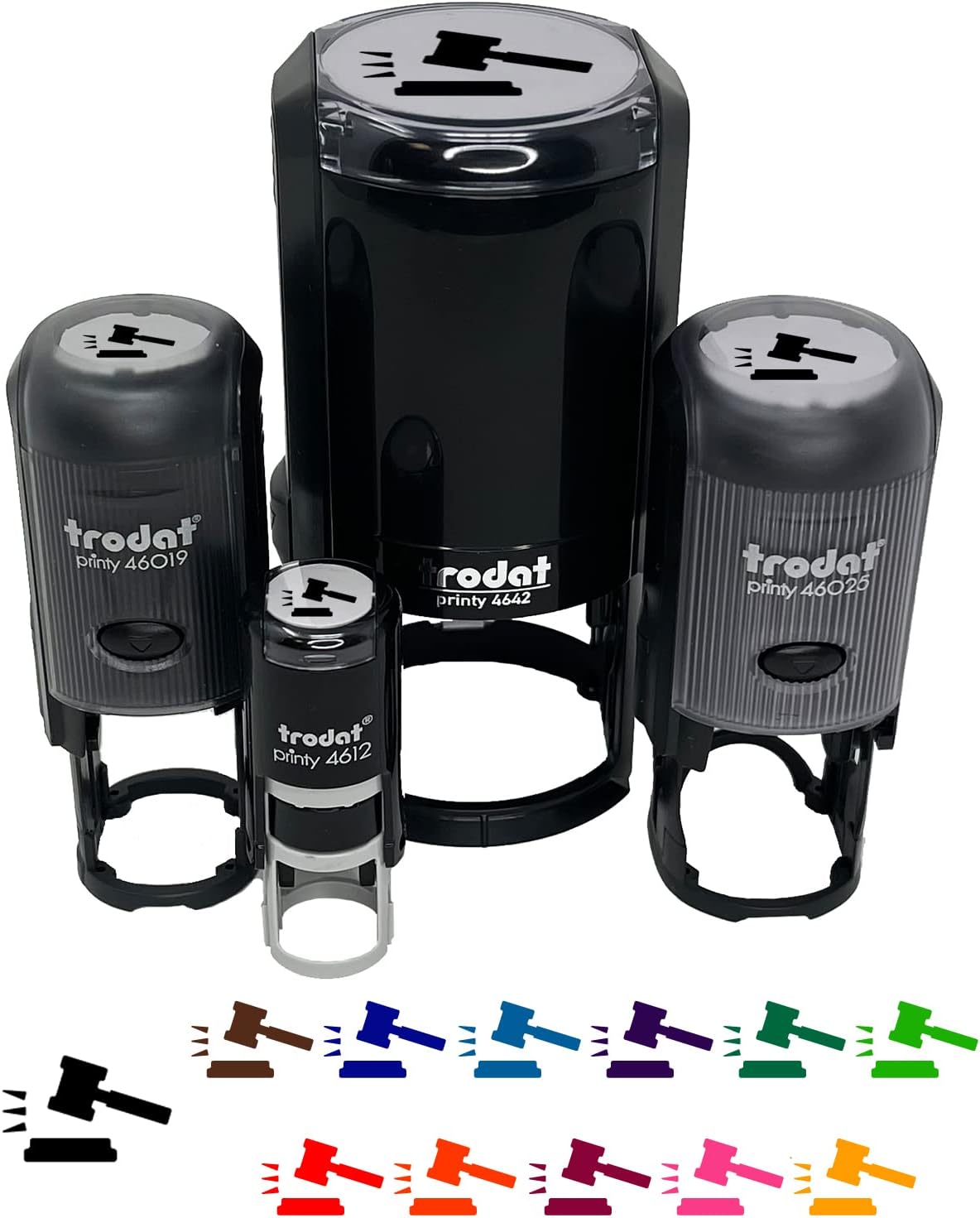 Gavel Judge Lawyer Icon Self-Inking Rubber Stamp Ink Stamper for Stamping Crafting Planners - 1-1/2 Inch Large - Red Ink