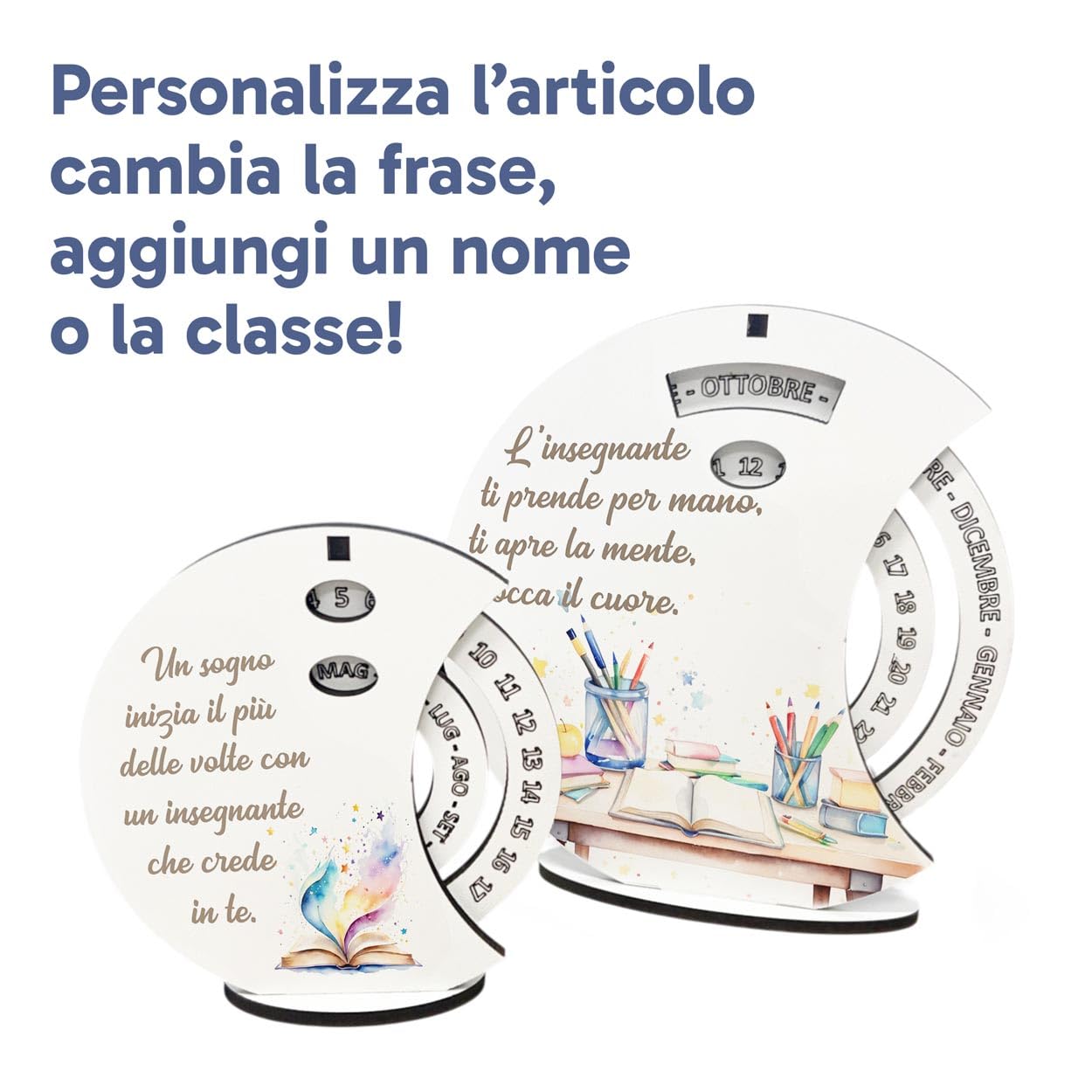 Albalù Regalo Maestra Calendario Perpetuo 15 cm Scatola inclusa Regalo Maestre Fine Anno, Regali dell'insegnante Grazie Maestre Idee Regalo per Insegnante (Libri)