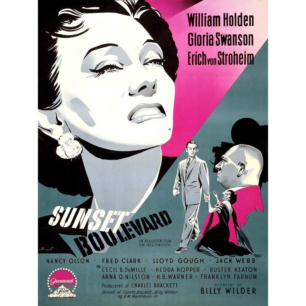 Wee Blue CooMovie Film Sunset Boulevard Noir Drama Swanson Copy Art Print Poster Wall Decor 12X16 Inch