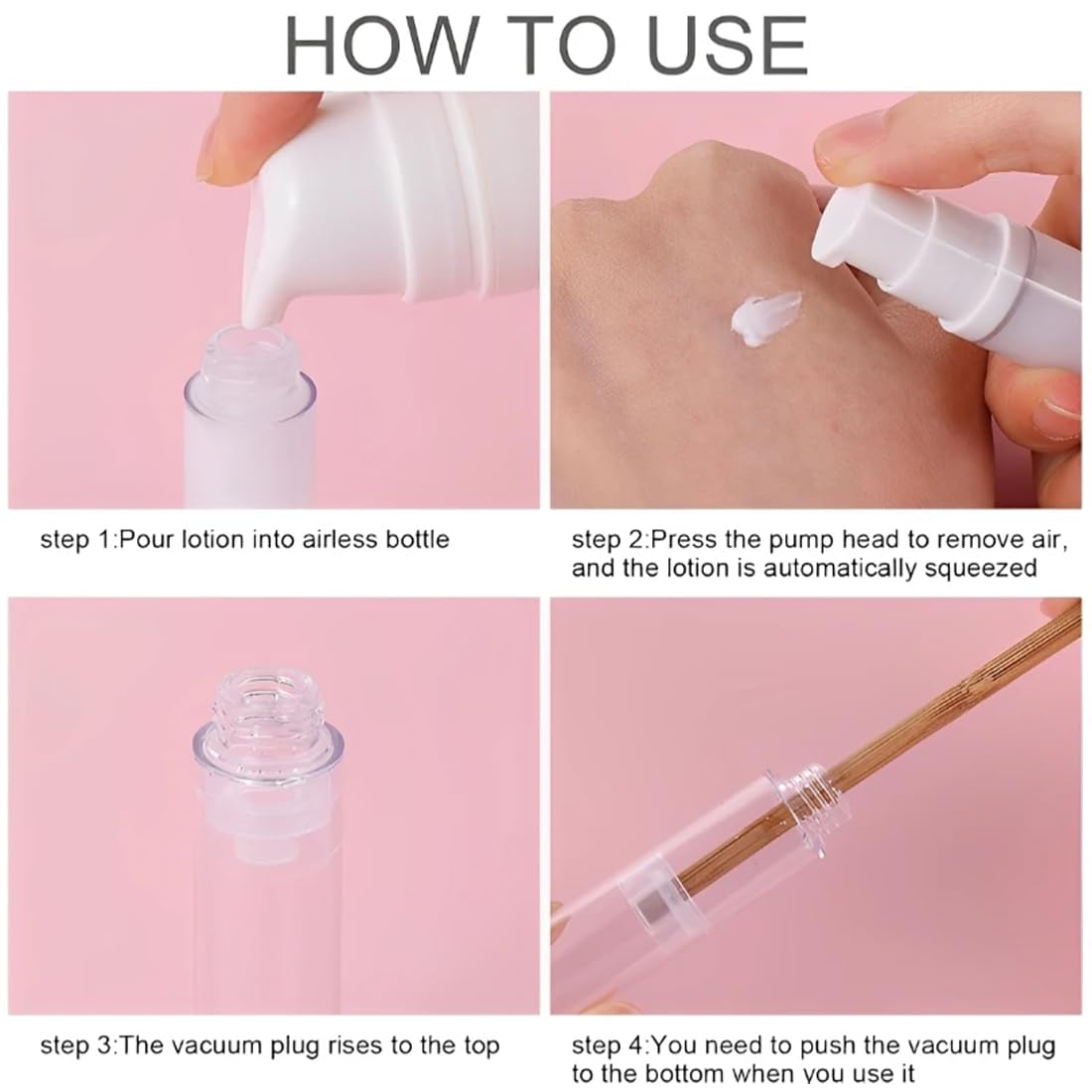HAGNA 10 Pezzi 10 Ml Riutilizzabile Portatile Contenitore Pump, Airless Pompa Bottiglia, Per Crema Per Lozione Essenza Fondotinta