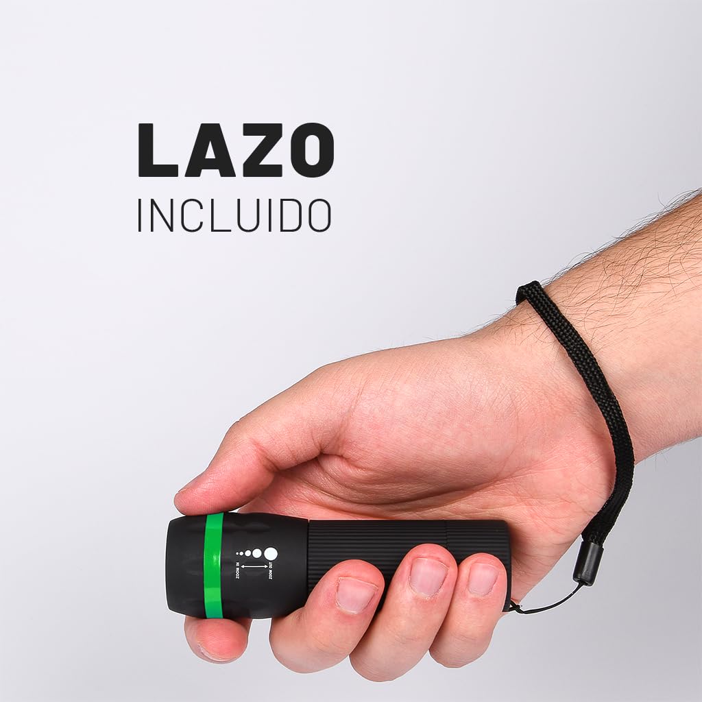 ABSINA 2x mini linterna LED con batería - Linterna niños con 60 lúmenes & 110m de alcance - Linterna infantil para niños y niñas, foco ajustable, incluye batería - Linternas pequeñas