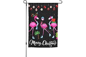 Merry Christmas Flamingo Christmas Tree Hawaii Tropical Garden Flag