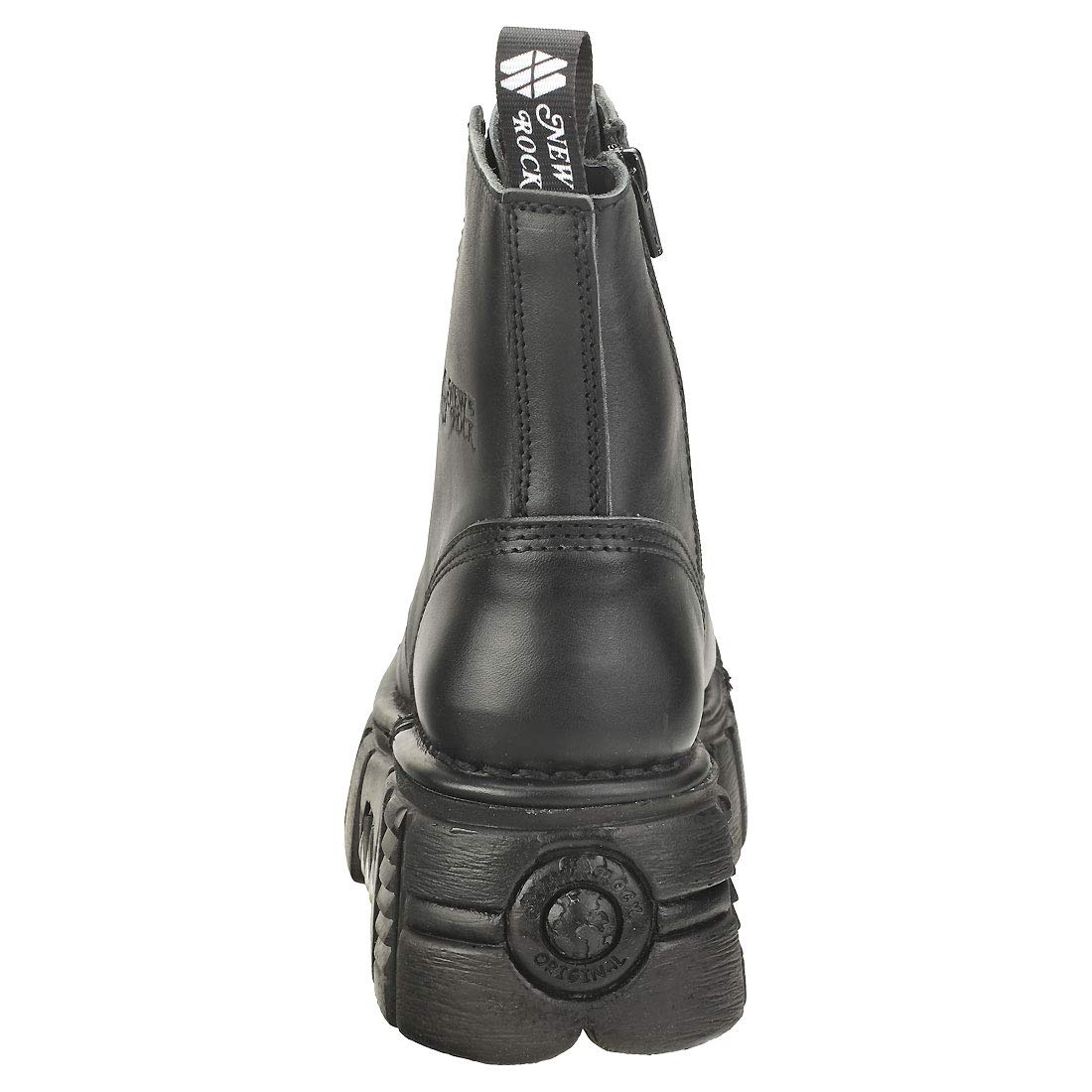 New Rock Stivali Gotici Unisex M-NEWMILI083-S39 Pelle Nera con Tacco 7cm e Plateau 4cm – Stivaletti Punk Rock Stile Militare Collezione Metallic - 42