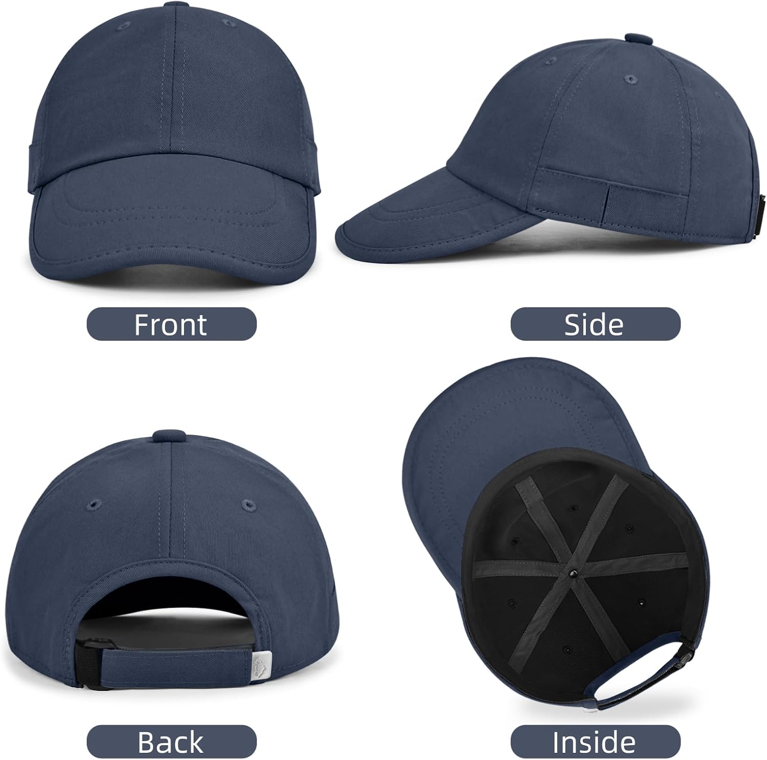 Rosoz Classic Unstructured Baseball Cap Soft-Brim Foldable Adjustable Hat image 5
