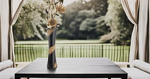 Miniatura 4 de AeraVida Jarrón único de madera de mango en espiral grabado con cebra | Floreros decorativos para decoración del hogar | Florero de madera de árbol