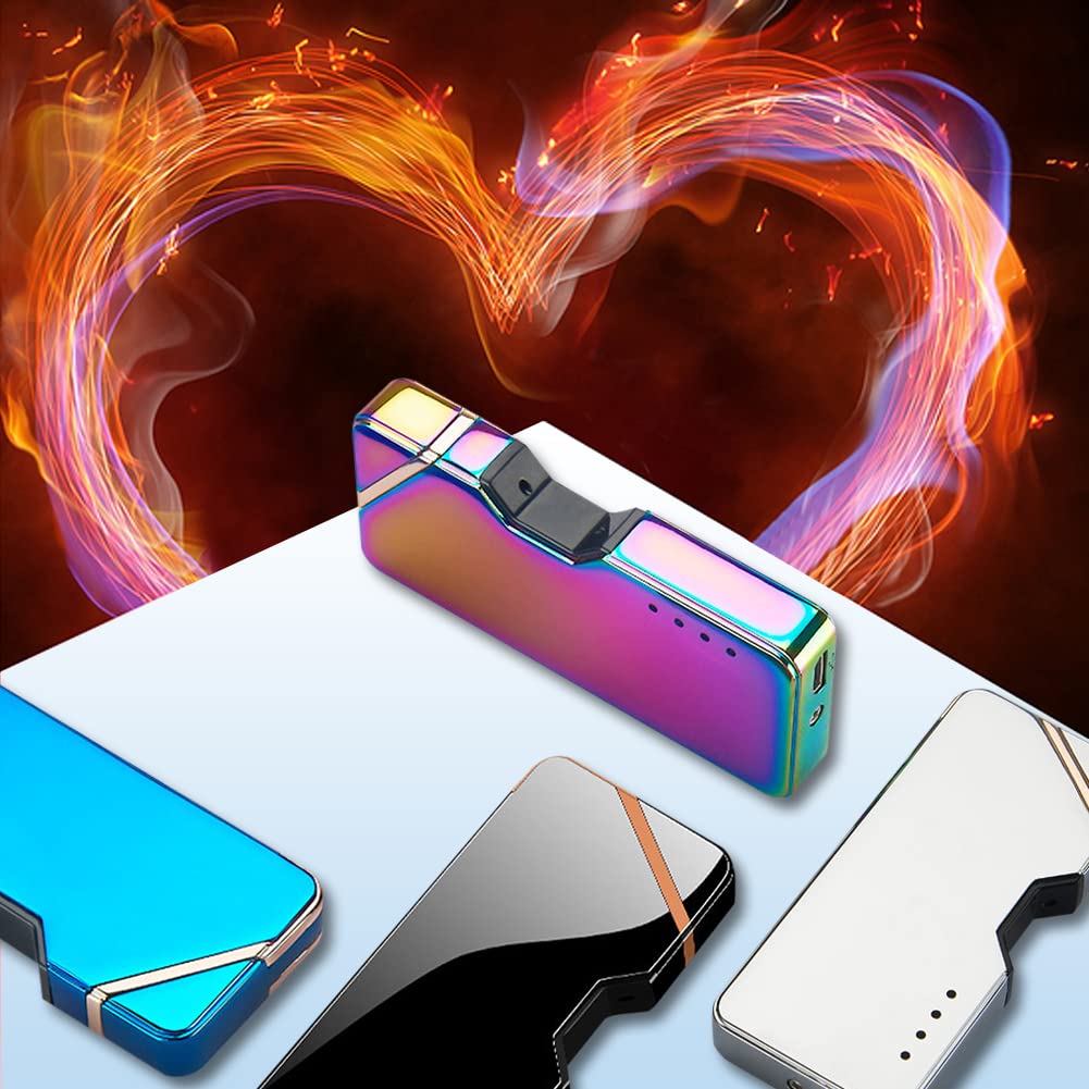 ASANMU Vaderdagcadeau voor papa, mannen, elektrische aansteker, USB- oplaadbaar, lichtboog, USB-oplaadbaar, dual ARC met batterij-indicatie, verjaardag, mannen, opa