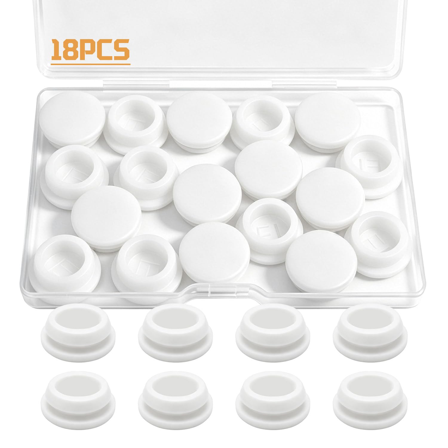 18PCS 1/2" Rubber Plug White, 13mm Silicone Plugs Screw Hole Plugs DD044-13W