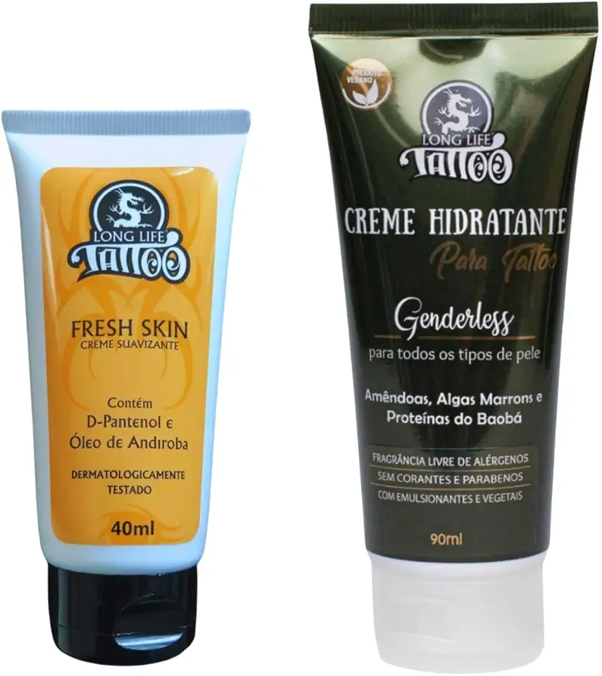 Creme pós tatuagem 40ml + Hidratante para tattoo Vegano 90ml