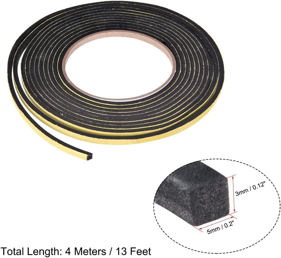 Miniatura 2 de 2 cintas de espuma de sellado de 0.197 in de ancho y 0.118 in de grosor de 13.1 ft13 pies de largo, autoadhesivas para aislamiento de ventanas y