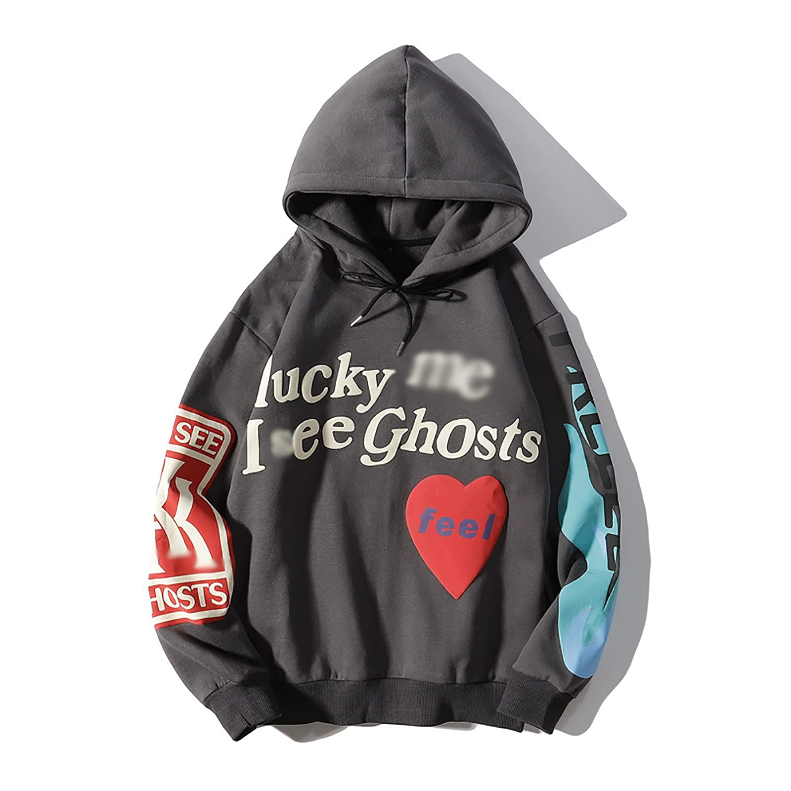 G&F Kanye bluza z kapturem z długim rękawem sweter bluza moda codzienna odzież sportowa topy hip hop moda uliczna dla dorosłych (kolor: szary, rozmiar: XXL)