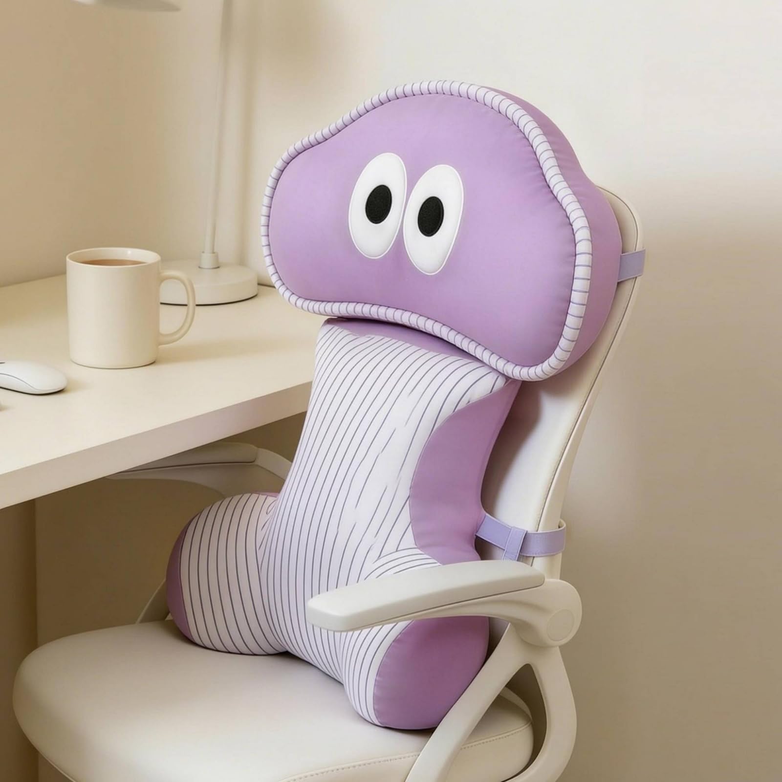 harayaa Cuscino Ergonomico per Sedia Cuscino Seduta Supporto Schiena Poggiatesta Imbottito Regolabile Strutturato Adatto per Postazione Lavoro Studio Riposo, Giallo