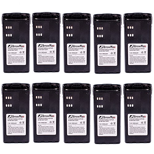 10 Pack ArrowMax AMCM9008-1600-D Battery for Motorola HT-750 HT-1250 PRO5150 GP328 GP338 HNN9011 HNN9012 HNN9009 HNN9008