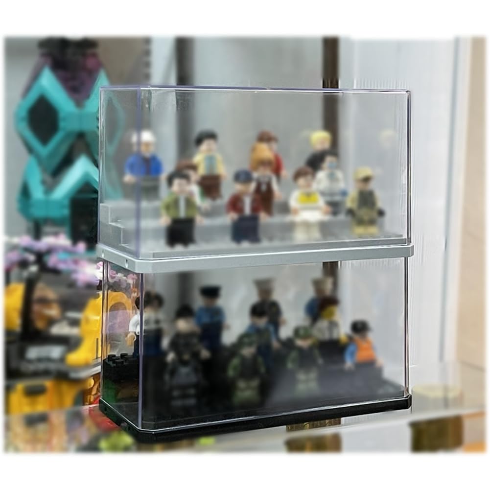 Minifiguren-Präsentationsbox, Stapelbare, Staubdichte Baustein-Präsentationsbox für Actionfiguren-Spielzeug