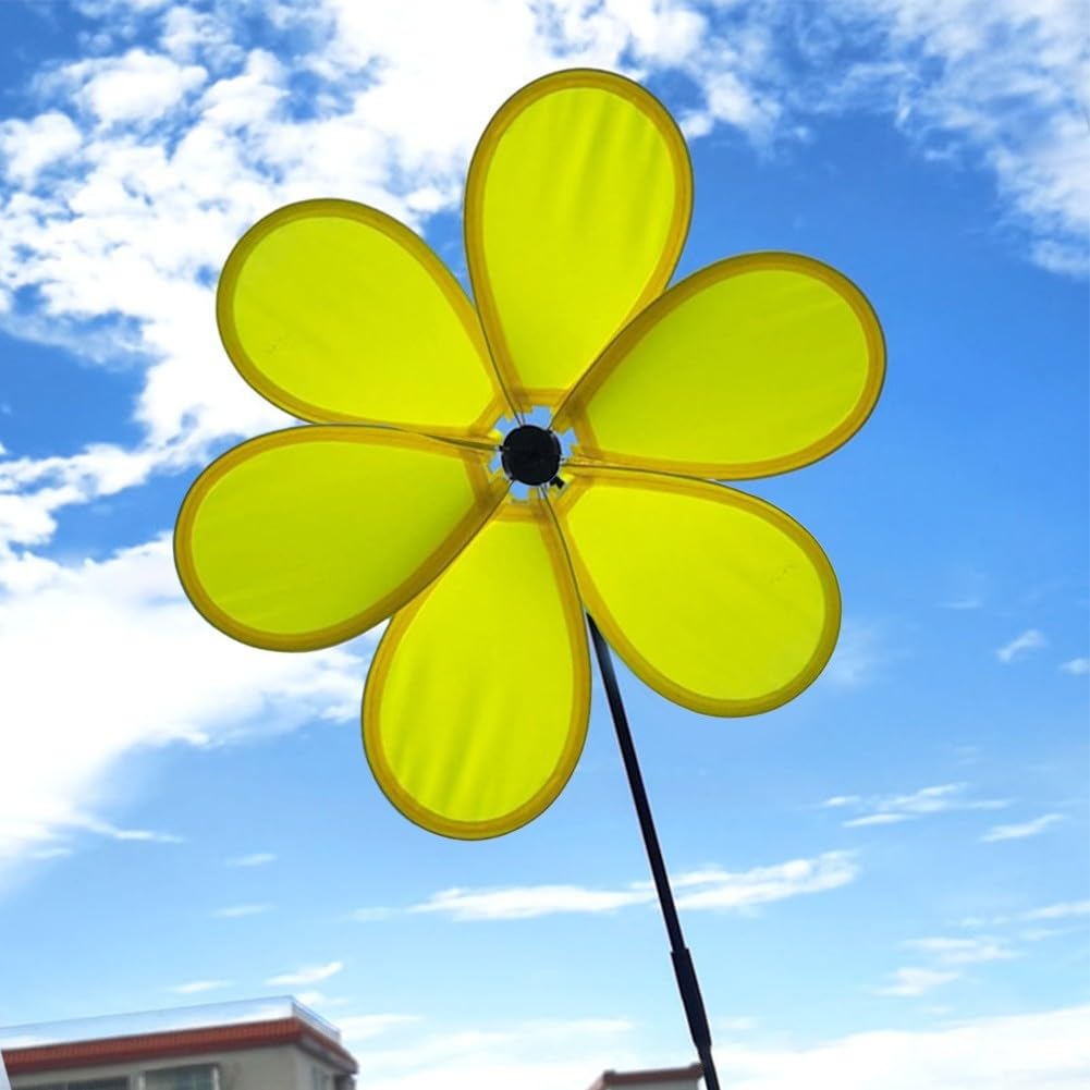 Moulin à Vent Fleur Multicolore – Décoration De Jardin – Tourne Au Vent – Diamètre 28 Cm – Polyester Et Fibre De Verre Décoration Extérieure Fleur