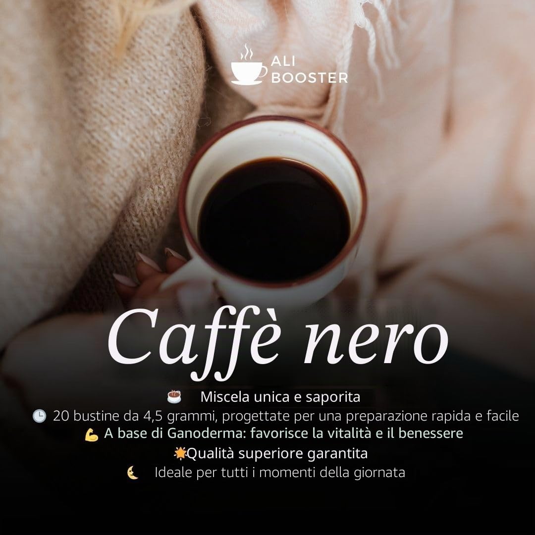 ALIBOOSTER DXN - Caffè nero Lingzhi 3 in 1, originale Ganoderma, 20 bustine x 4, 5 grammi