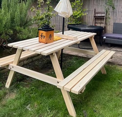 Wooden Picnic Table Outdoor Garden Dining Furniture 4 Seater Beer P...