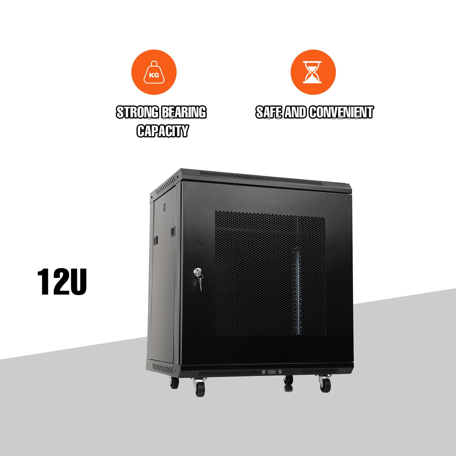 12U Armadio di Rete 19 Pollici Armadio per Server Rack Con Ruote | Rack IT da 19", Profondità 450mm, Porta e Pareti Laterali Chiudibili a Chiave, Porta Forata Per Apparecchi IT E Audio Video