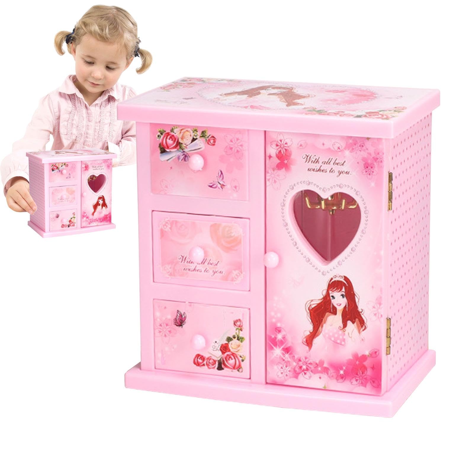 Little Girls szkatułka na biżuterię muzyczna | tańczący balet pozytywka dla dziewcząt pudełko do przechowywania biżuterii obraca się pozytywka do organizowania biżuterii dla małych dziewczynek