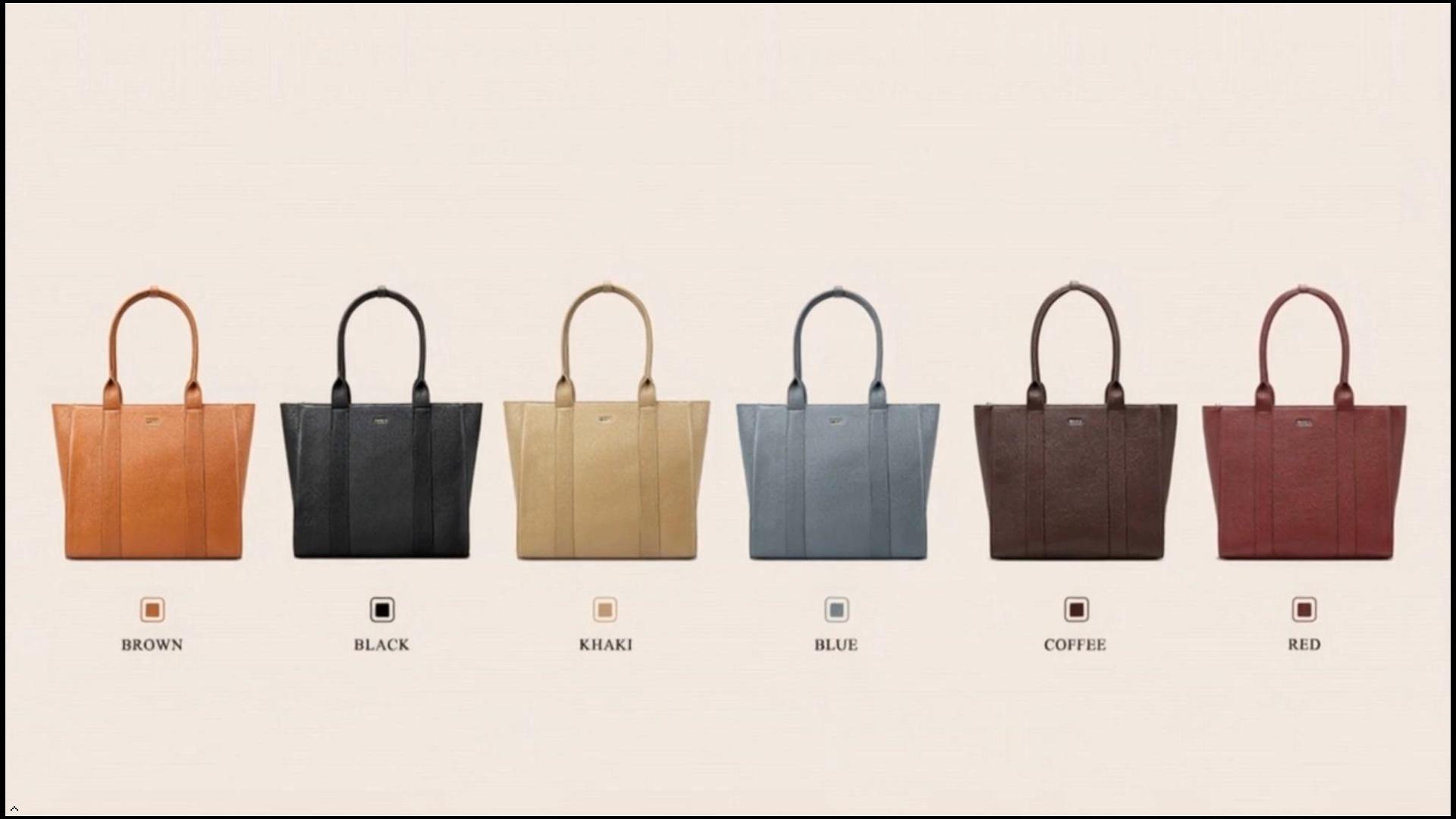 Bolso Tote de cuero para mujer, piel genuina, estructurado, 15.6" miniatura 7