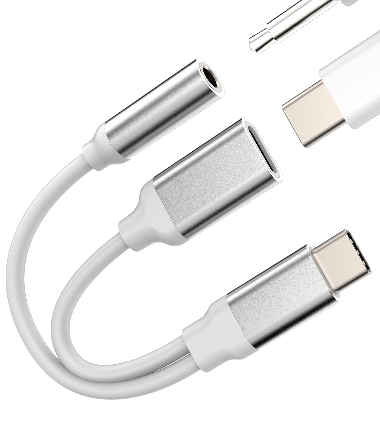 USB-C to 3.5mm Headphone Adapter (2in1) Compatible for Samsung Galaxy for iPhone 15 Pro Max Plus iPad 10?Air4/5?Mini6?12.9 DAC Type C Jack Charger Audio Splitter Aux Dongle Charging Cord Accessories