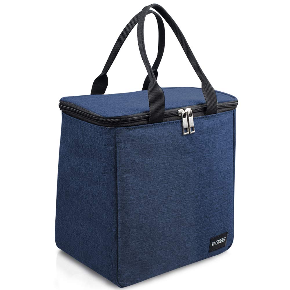 VAGREEZ Lunch Bag, Insulated Lunch Bag Large Waterproof Lunch Tote Bag for Men &Women (Navy)