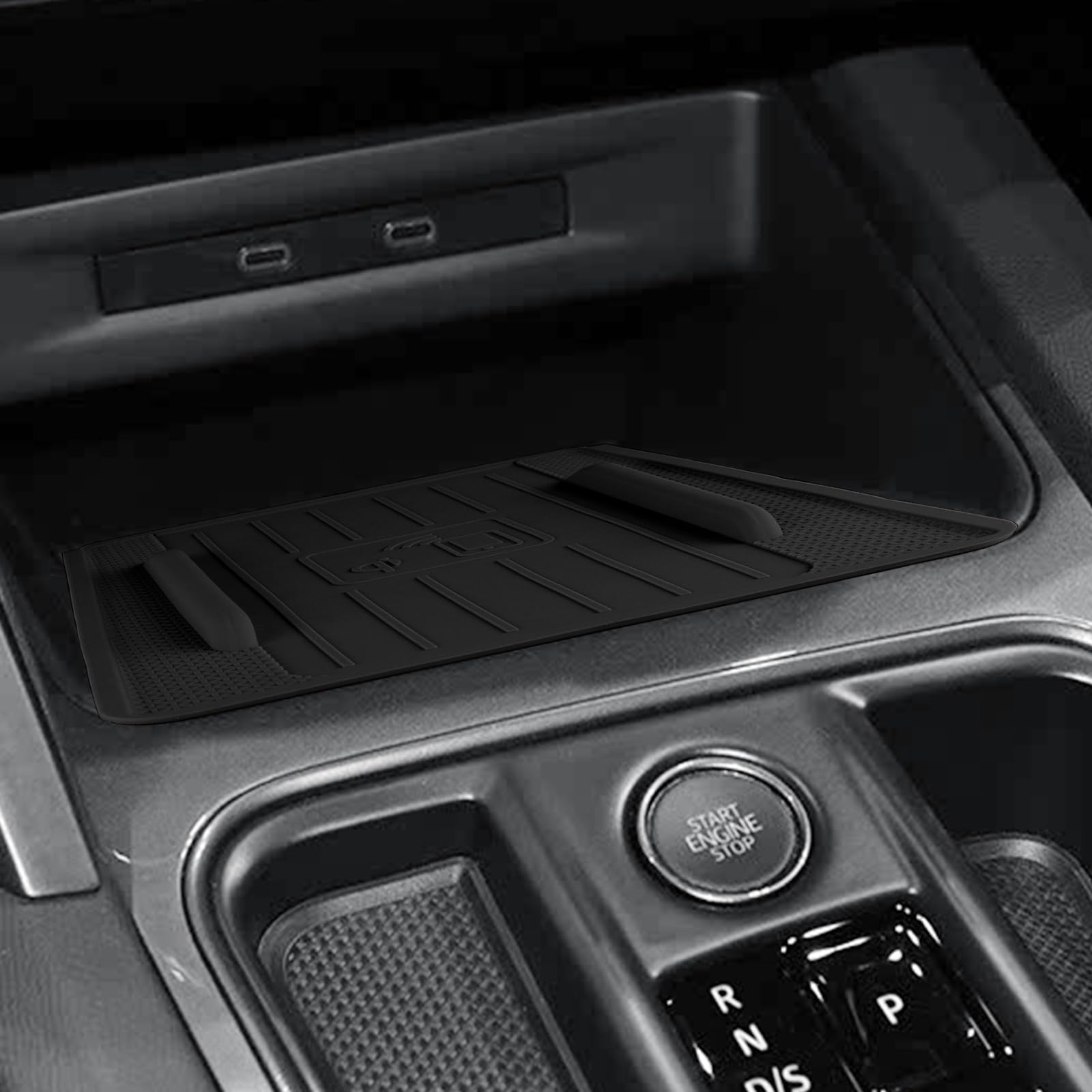 KUNGKIC Per Seat Formentor Cupra Leon New Energy 2020-2024, gel di silice per auto, tappetino antiscivolo per ricarica wireless, tappetino di ricarica senza fili, scaffale per smartphone antiscivolo
