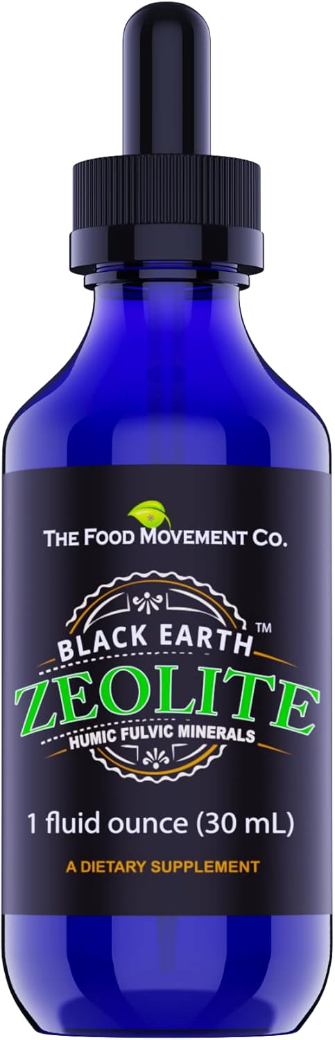 The Food Movement Black Earth Zeolite with Humic Fulvic Acids, Trace Minerals for Gut Health, Immune Support - 1oz Liquid Drops Supplement