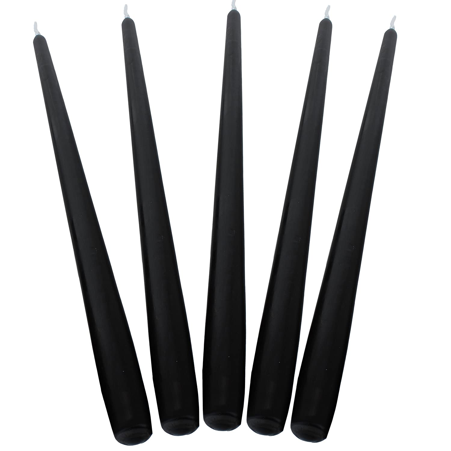 Black Taper Dinner Candles  9"" 24cm Candle Unscented 7 Hour Burn Time 5 Pack