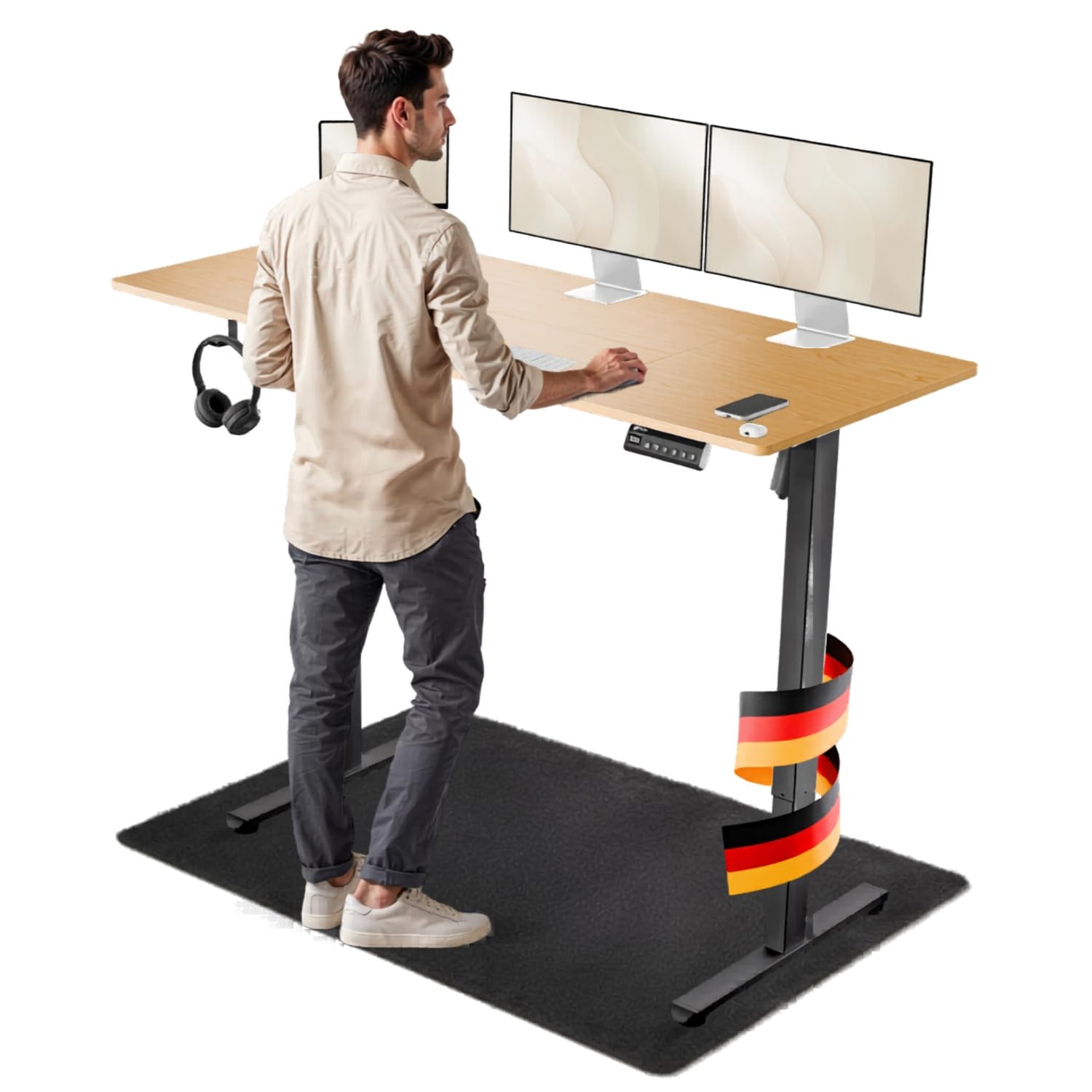 Foxtrot Höhenverstellbarer Schreibtisch elektrisch [JETZT NEU] | 120x60cm | Leiser Schreibtisch höhenverstellbar elektrisch | Elektrischer Schreibtisch mit Kabelversteck & OneTouch Profilen