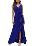 Formal Evening Dresses for Women Elegant Evening Party Prom Dress Long Sexy V Neck Sleeveless Split Wrap