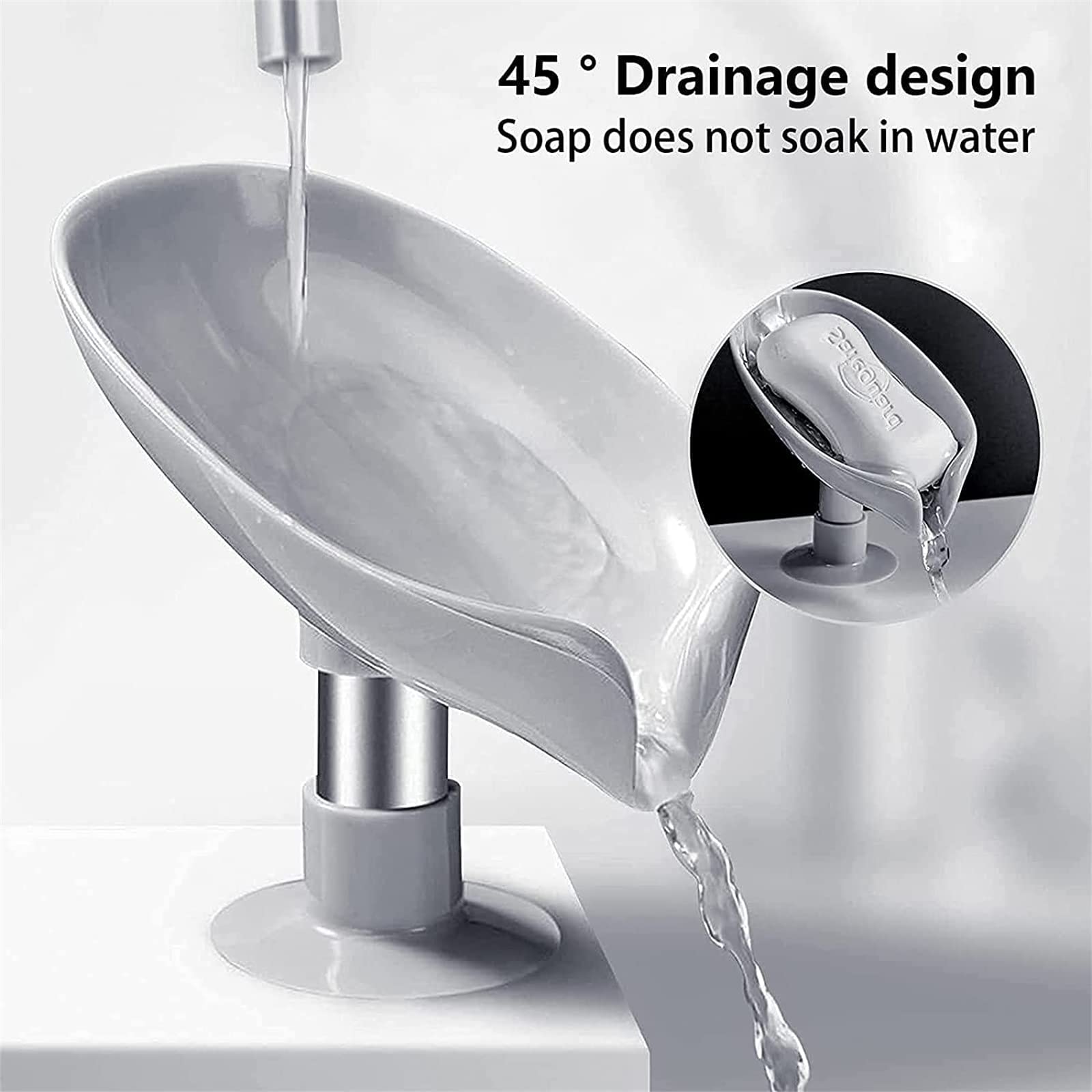 2 Portasapone In Plastica - Scatola Con Scarico Per Bagno E Cucina | Facile Da Pulire | Bianco E Grigio - Foto 7