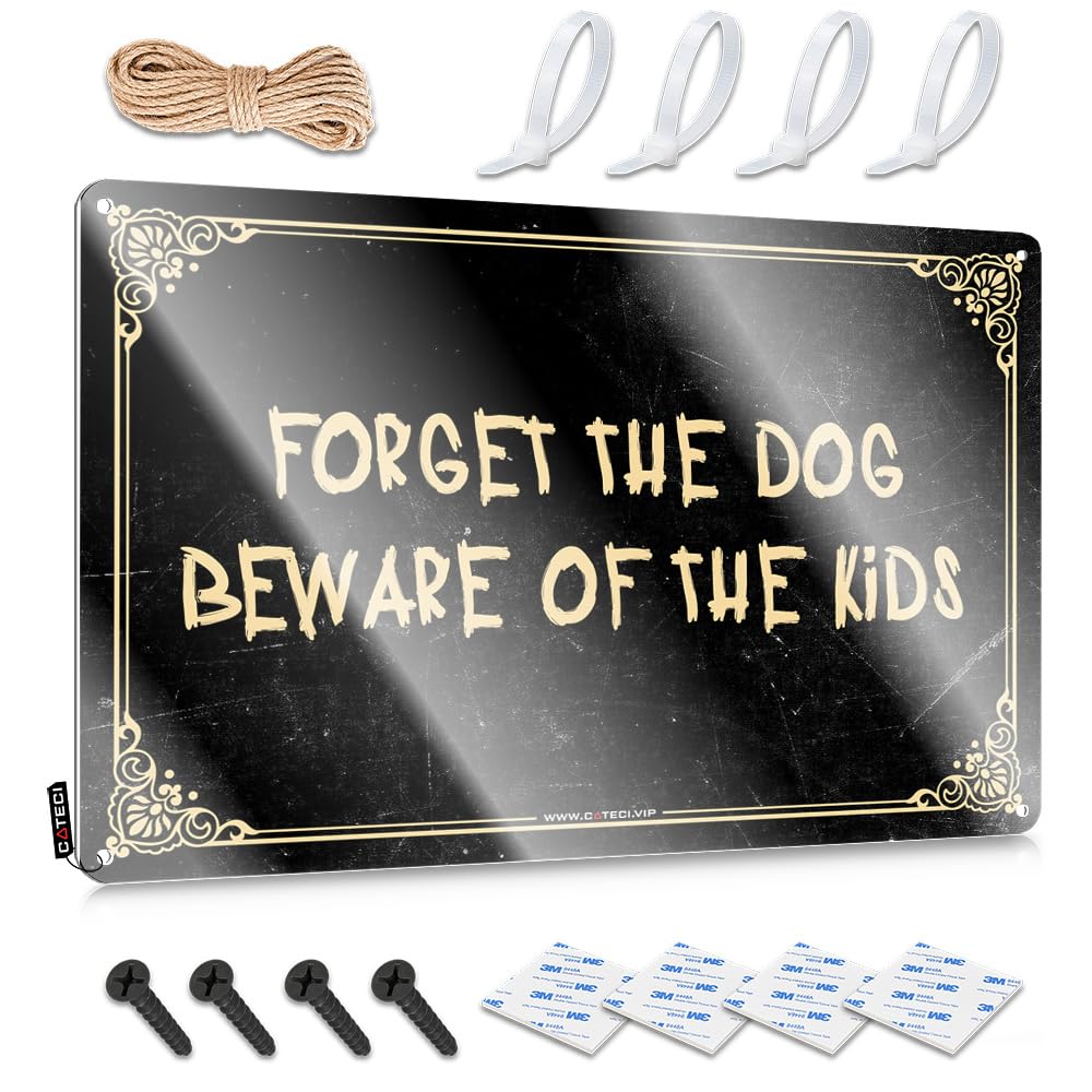 MWFKKADDB Bar Decor For Home Forget The Dog Beware Of The Kids Tin Sign Funny Home Sign Outdoor Signs And Decor(30X40CM)