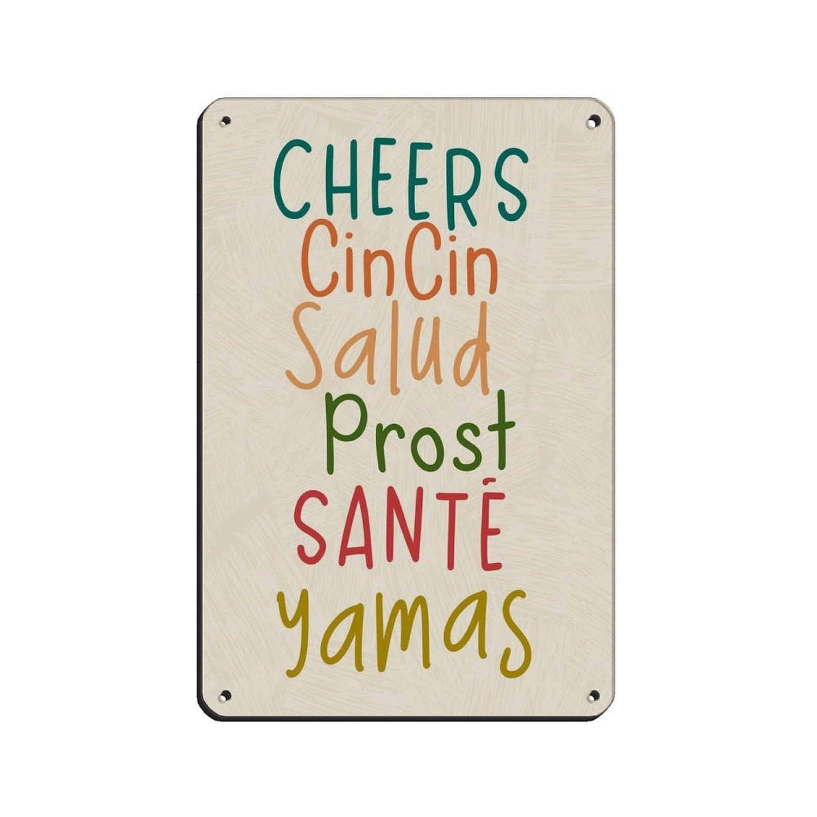 Cheers Poster, Cin Cin, Yamas, Salud, Prost, Sante Tin Sign Vintage Metal Pub Club Cafe Bar Home Wall Art Decoration Poster Retro 8x12inch(20x30cm)