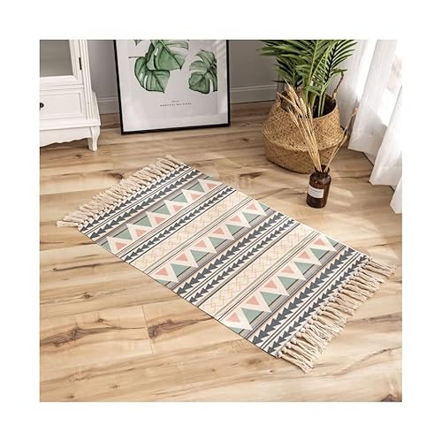 M.I.S. Design Teppich klein, für Küche, Flur, Badezimmer, WC, Eingangsbereich, Schlafzimmer, Boho Kelim Vintage Teppichbrücken Balkon 60x90 cm (Viking) Cover