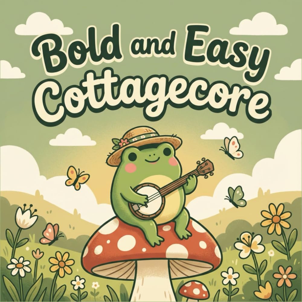 Bold and Easy Cottagecore: Simple Country Life Coloring Book for Adults and Teens Featuring Frogs, Mushrooms, Baking, and Cozy Nature Scenes (The Alex Bright Bold & Easy Collection)