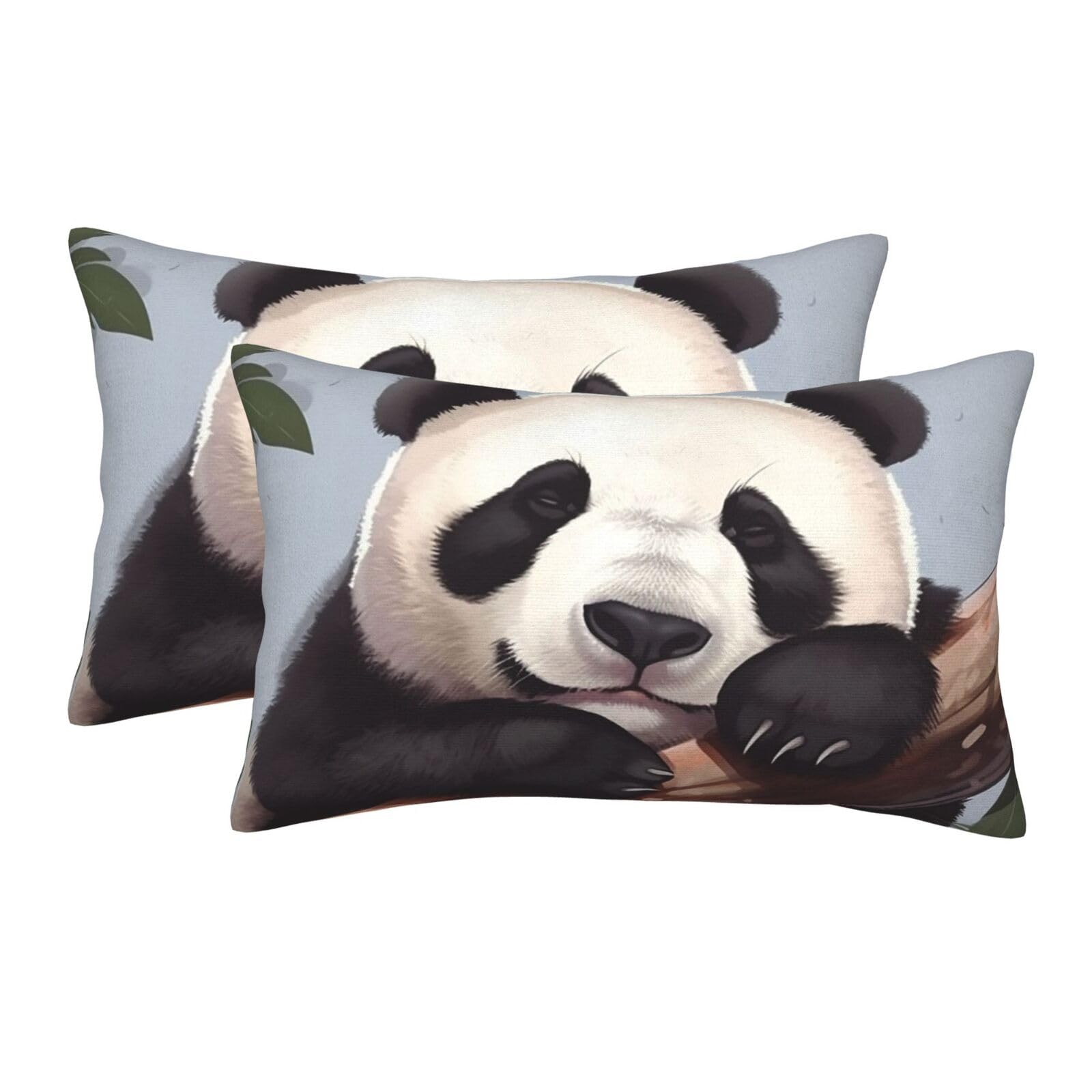 2 Pack Standard Size Pillow Cases for Hair and Skin Soft Breathable Pillow Case Covers with Hidden Zipper Cute Sleeping Panda Pillowcase 20"x30" Pillow Cover for Sleeping Gift