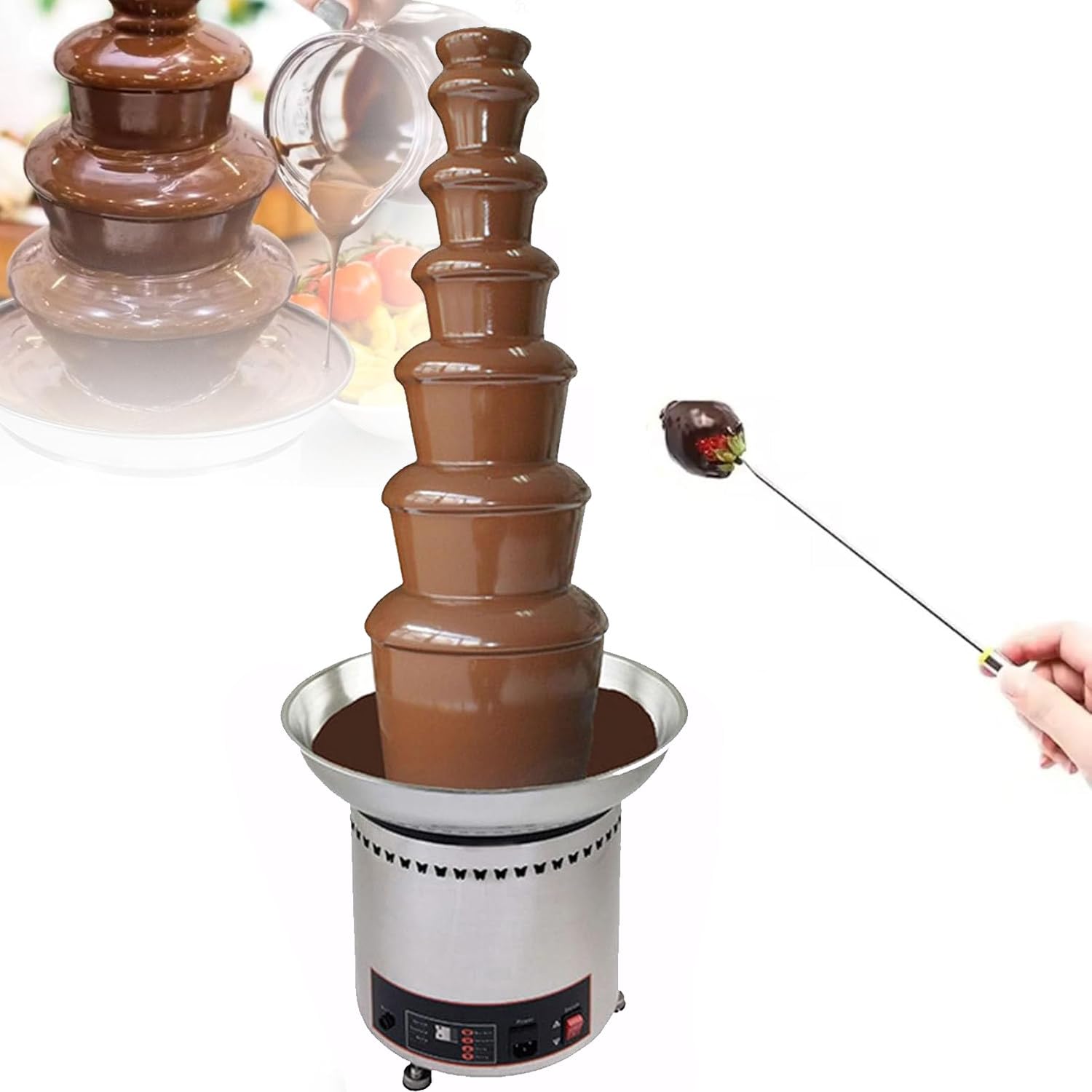 ASerZenith Commercial Chocolate Fountain Machine, Electric Stainless Steel Melts For Parties, Fondue For Chocolate Candy Butter Cheese, 4-Tier,7Tier