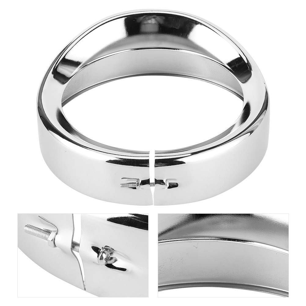 Ejoyous Scheinwerfer-Zierring, 7 Zoll, Silberfarben, Motorrad-Lampenverkleidung, Visierabdeckung aus Aluminiumlegierung, Einfache Installation, Stoßfest, Passend für Touring Road King FLHR FLD