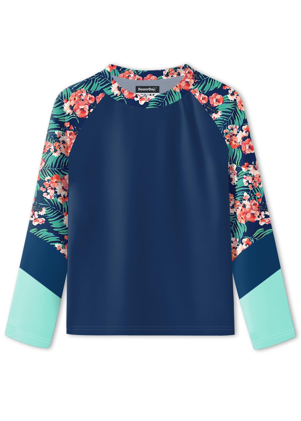 BesserBay Girls Rash Guard UPF 50+ Raglan Sleeve Swim Shirt 6-14 Years