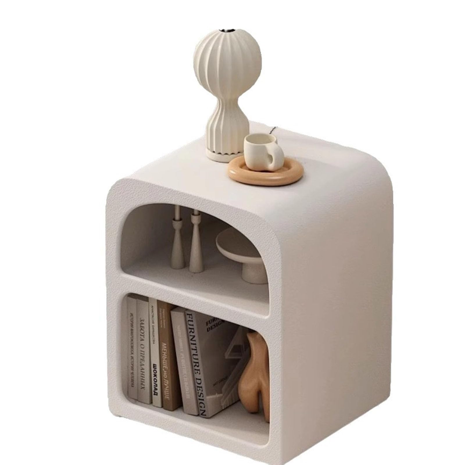 HONUZEWhite Nightstand,2-Tier Open Storage Nightstand,Modern Nightstand for Bedroom,Side Table with Storage for Bedroom(40X35X48cm/15.7X13.7X18.8in)