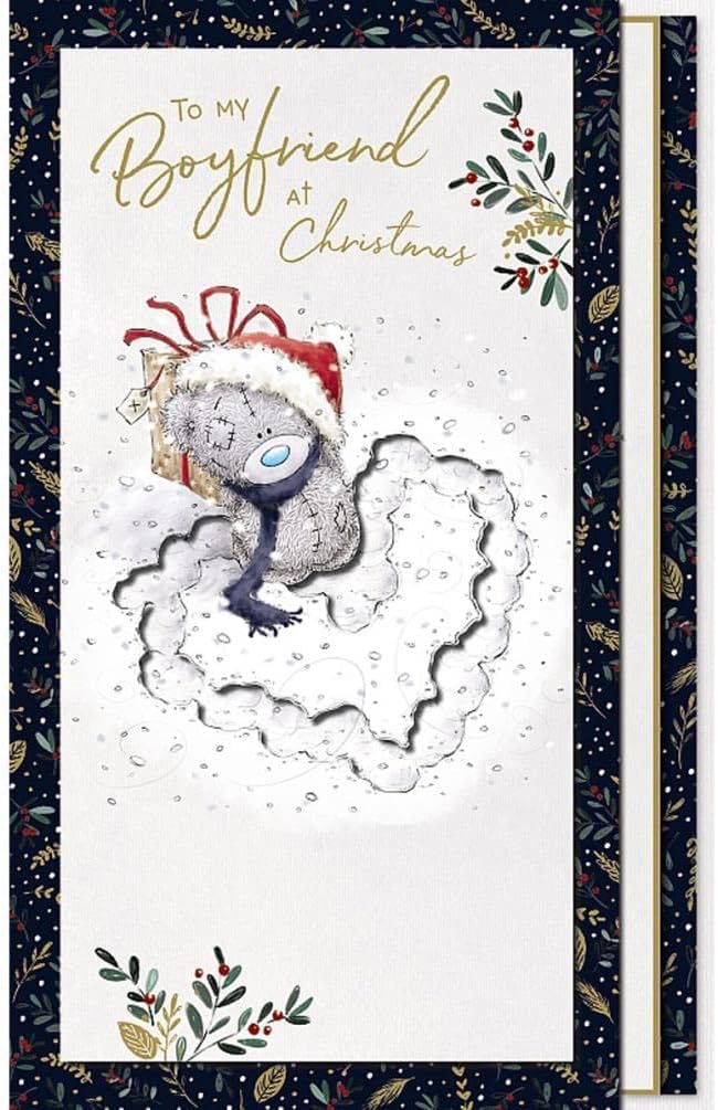 Me To You Bear Boyfriend Handmade Christmas Card, Multicolor