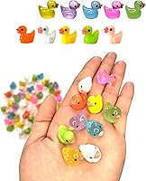 Vista 3 de 100 piezas Mini patos luminosos y patos de resina para decoración de micro jardín y casa de muñecas